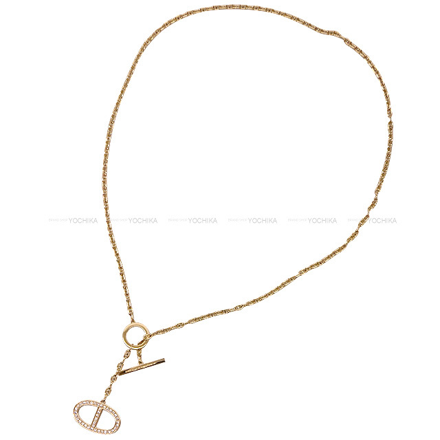 HERMES エルメス ネックレス ペンダントネックレス シェーヌダンクル コントゥールGM ダイヤモンド付き Au750/ダイヤモンド ローズゴールド金具 新品