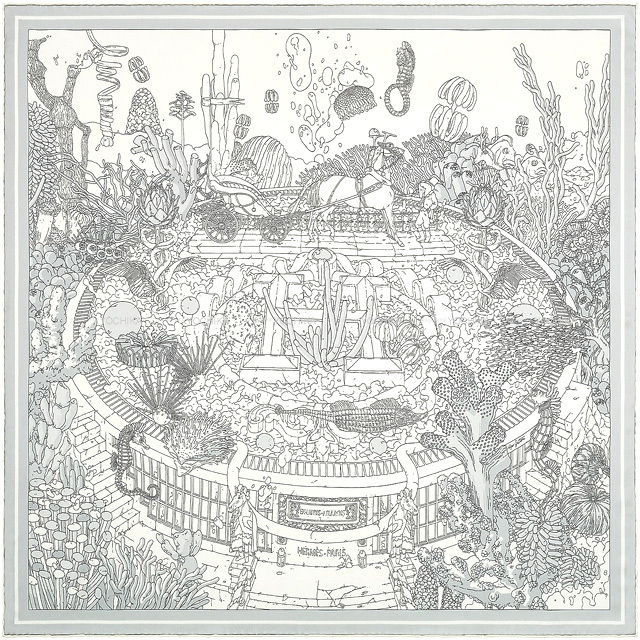 HERMES エルメス スカーフ カレ70 エクスリブリス・アトランティス/Ex  