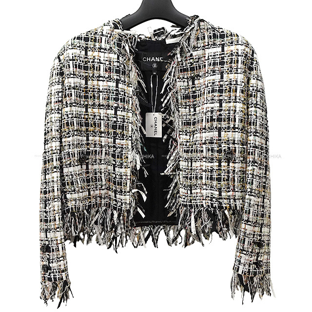 22C 新作 CHANEL シャネル ノーカラージャケット レディース フリンジ  