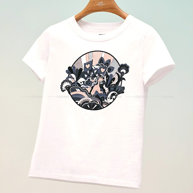 HERMES エルメス 半袖Tシャツ レディース マイクロ カルトゥッシュ  