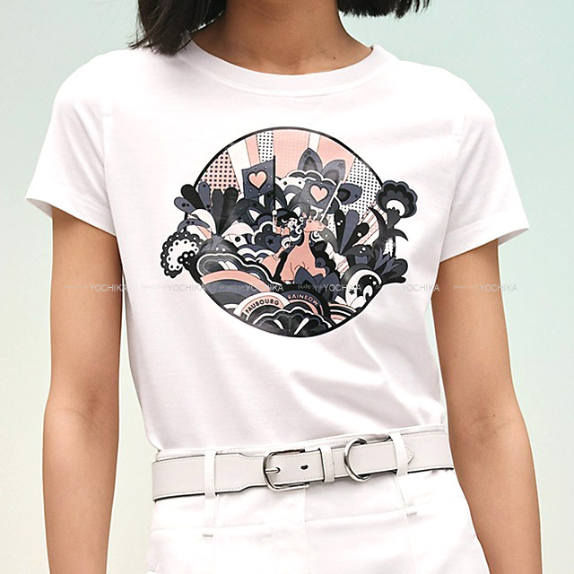 HERMES エルメス 半袖Tシャツ レディース マイクロ カルトゥッシュ  