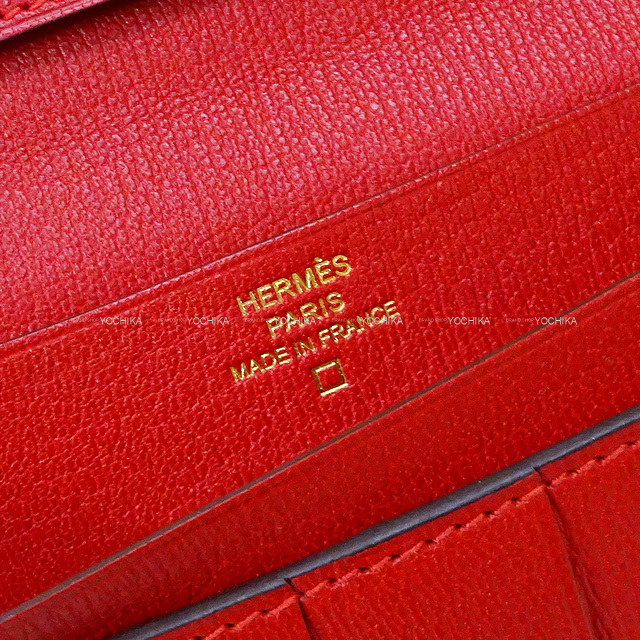 HERMES エルメス 長財布 ベアンスフレ ルージュドゥクー クロコダイル