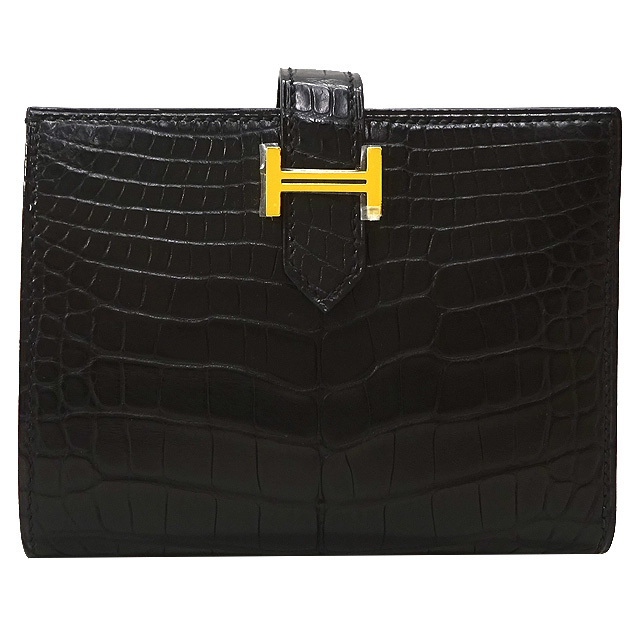 HERMES エルメス 二つ折り財布 ベアンコンパクト 黒 (ブラック 