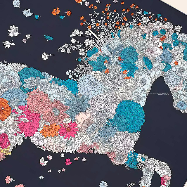 2022年秋冬 HERMES エルメス スカーフ カレ90 ローブレジェール マリン  