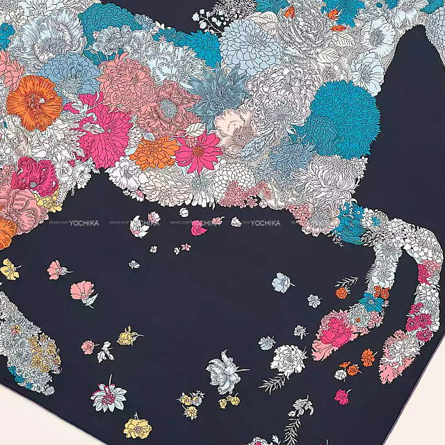 2022年秋冬 HERMES エルメス スカーフ カレ90 ローブレジェール マリン  