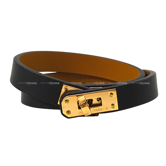 HERMES エルメス ブレスレット ミニ ケリー ドゥブルトゥール T2 黒  