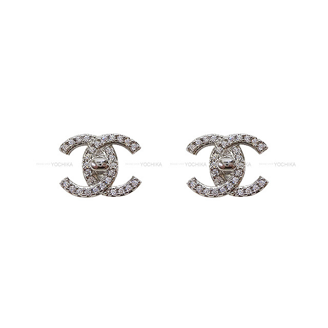 CHANEL シャネル ピアス ラインストーン ココマーク シルバー金具  