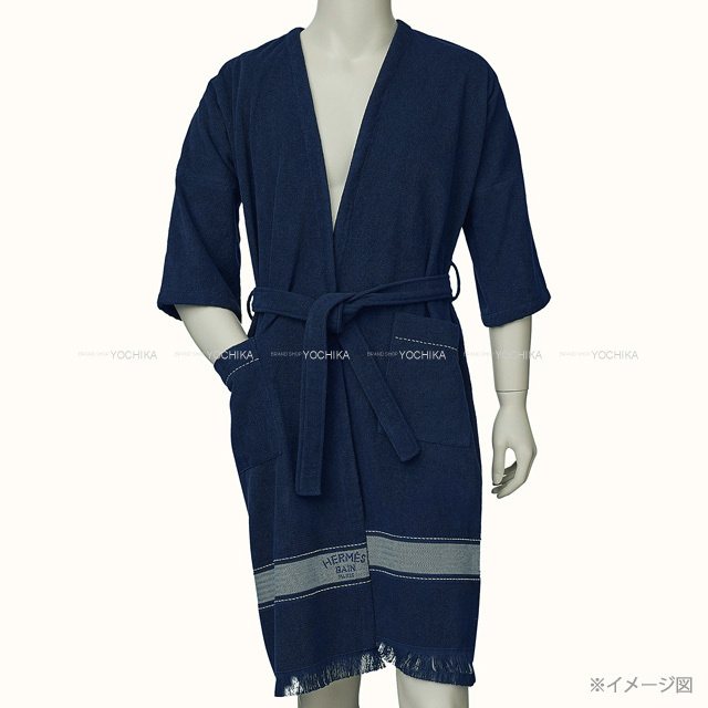 HERMES エルメス ビーチ バスローブ ヨッティング ロング #TU マリン  