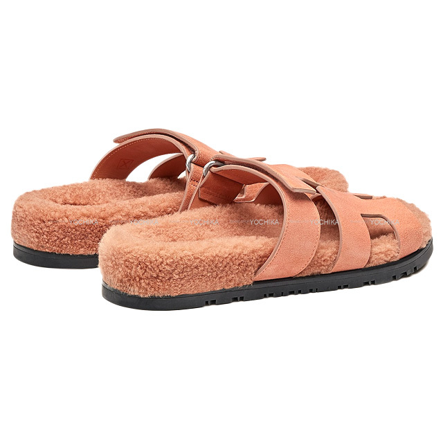 HERMES エルメス サンダル シプレ #38 ローズオーブ シェーブル