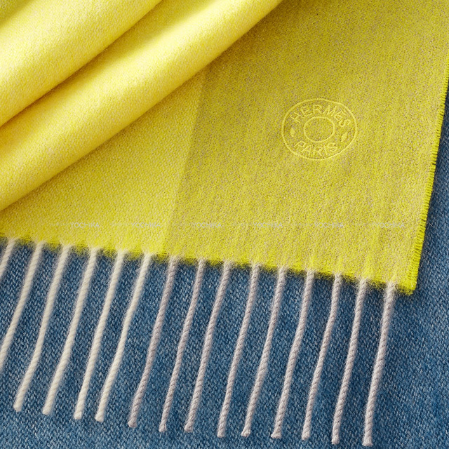 2022 春夏 HERMES エルメス マフラー サマーブロック ジョーヌ/ブルー  