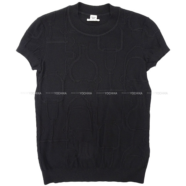 HERMES エルメス ニット 半袖ニット TORSADES 黒(Black) シルク44  