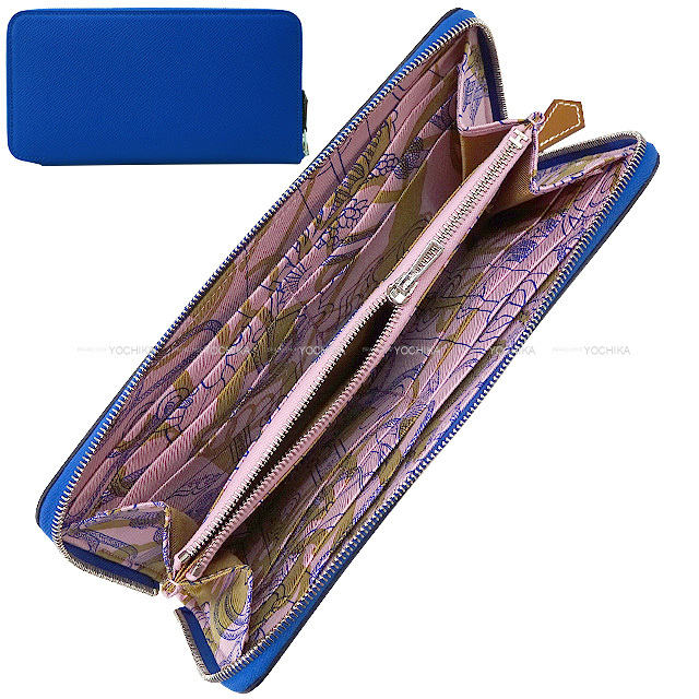 HERMES エルメス 長財布 アザップシルクイン Cliquetis Tattoo ブルー  