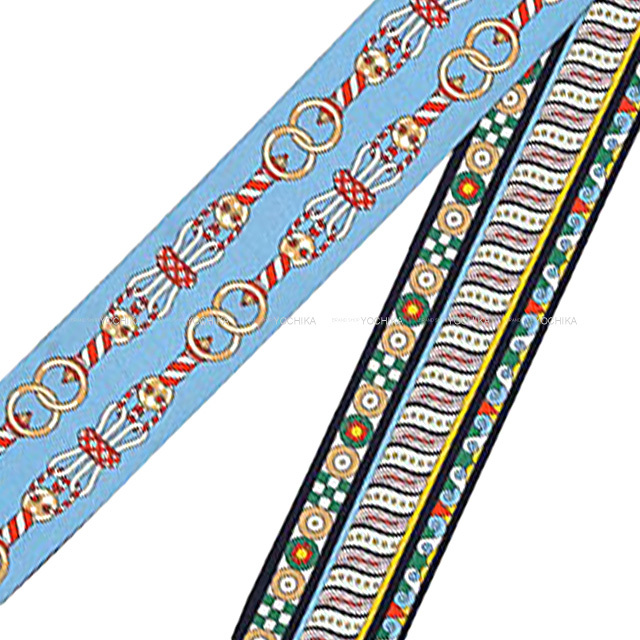 HERMES エルメス スカーフ ツイリー ハーネスの薔薇窓 ブルーモワ  