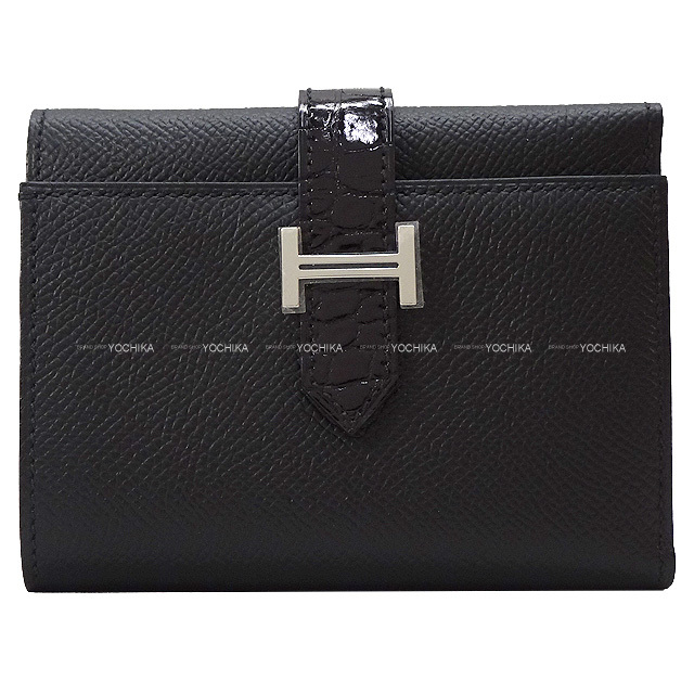 HERMES エルメス 三つ折り財布 ベアンコンビネ タッチ 黒 (ブラック  