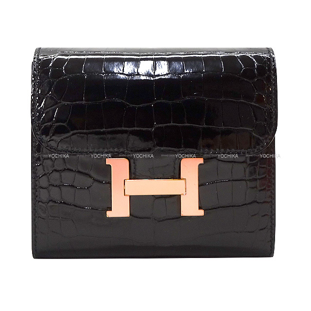 HERMES エルメス 二つ折り財布 コンスタンス コンパクト 黒 (ブラック  