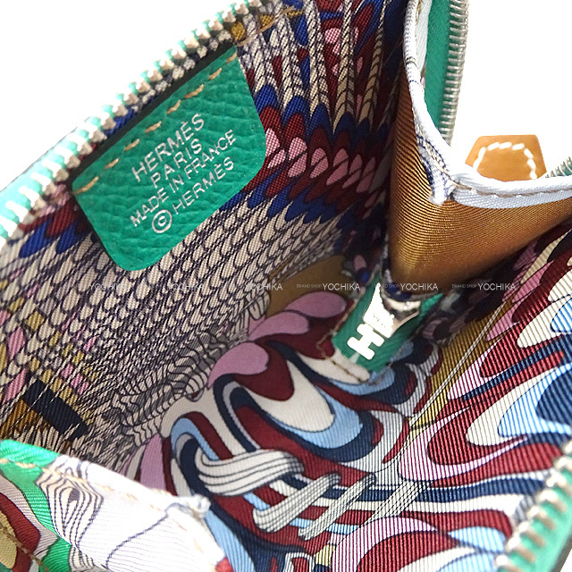 HERMES シルクインコンパクトミントグリーン コインケース財布