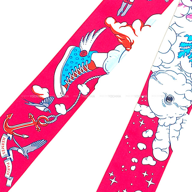 HERMES エルメス スカーフ ツイリー Sur Mon Nuage 私の雲 フューシャ  