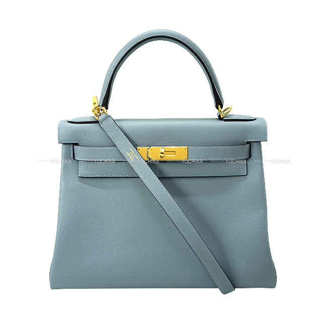 HERMES エルメス ショルダーバッグ ケリー28 内縫い ブルーリン