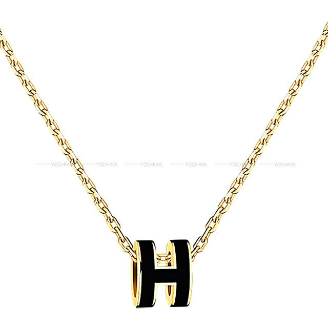 HERMES エルメス ネックレス ミニ ポップアッシュ 黒 (ブラック 