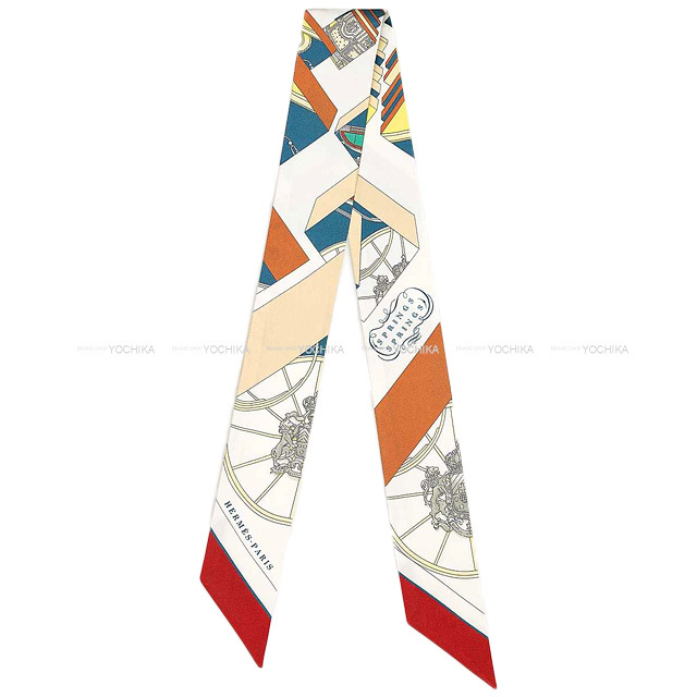 2022 秋冬 HERMES エルメス スカーフ ツイリー Springs Springs 白  