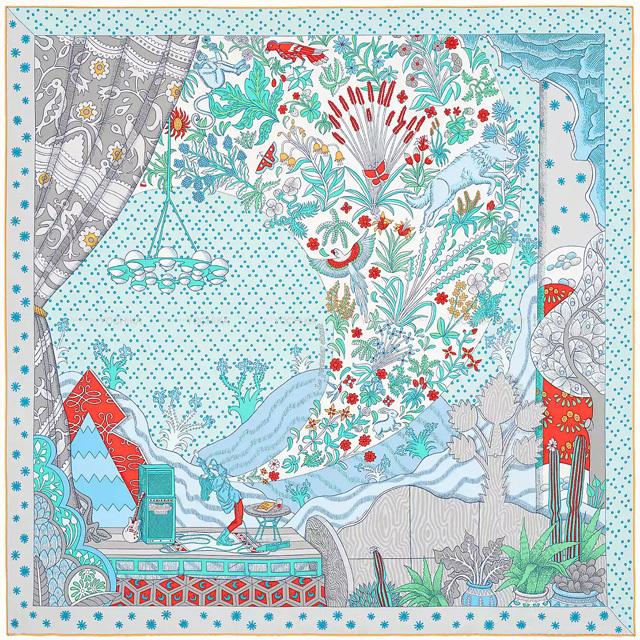 2022年 春夏 HERMES エルメス スカーフ カレ90 始まりの歌 アクア  