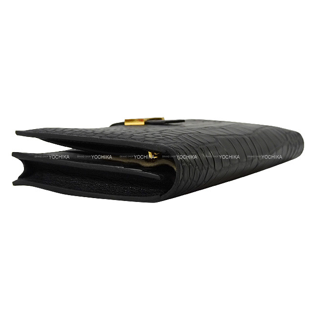 HERMES エルメス 長財布 ベアンスフレ 黒 (ブラック) クロコダイル  