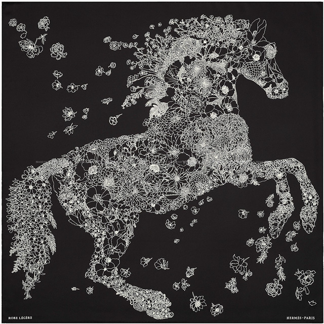 2022年秋冬 HERMES エルメス スカーフ カレ90 ローブレジェール 黒  