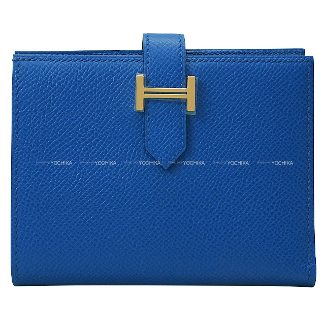 HERMES エルメス 二つ折り財布 ベアンコンパクト ブルーフランス  
