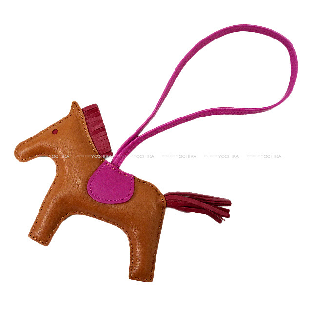 HERMES エルメス バッグチャーム ロデオ MM ゴールド/ローズパープル  