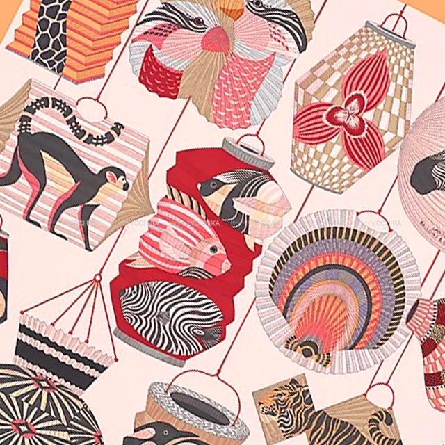 2022 秋冬 HERMES エルメス スカーフ カレ90 ランタン、風船、帽章  