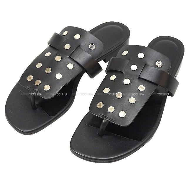 HERMES エルメス サンダル クルードセル オピウム セリエボタン付 黒  