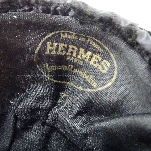 HERMES エルメス 手袋 レディース グローブ #7.5 黒 (ブラック
