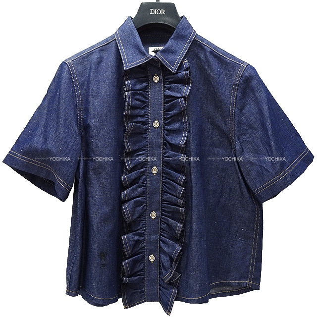 2023年 Dior ディオール ブラウス レディース シャツ フリル デニム  