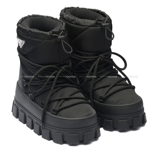 PRADA プラダ ブーツ ナイロンギャバジン アプレ スキー #37/38 黒  