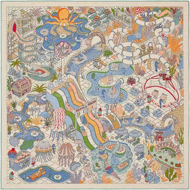 未使用品 エルメス カレ140 SPLASH PARK スプラッシュパーク JPタグ  