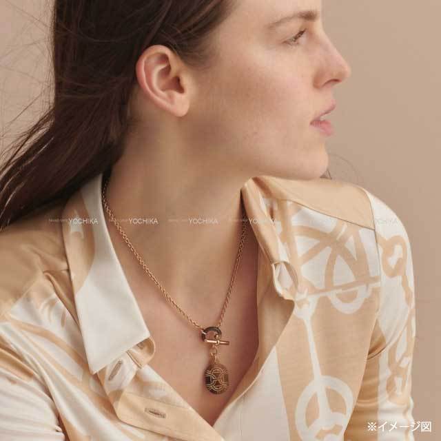HERMES バッファローホーン ネックレス オレンジ 白かっ