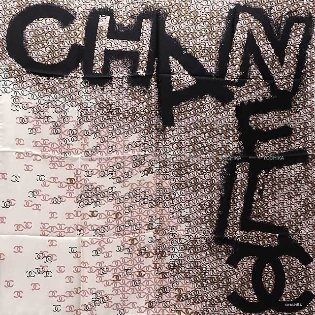 22K CHANEL シャネル スカーフ ココマーク ロゴ 白 (ホワイト)/黒  