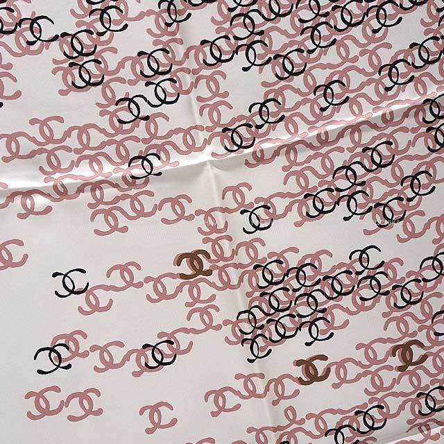 22K CHANEL シャネル スカーフ ココマーク ロゴ 白 (ホワイト)/黒  