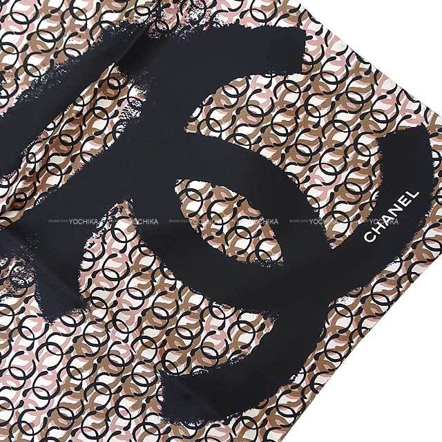 22K CHANEL シャネル スカーフ ココマーク ロゴ 白 (ホワイト)/黒  