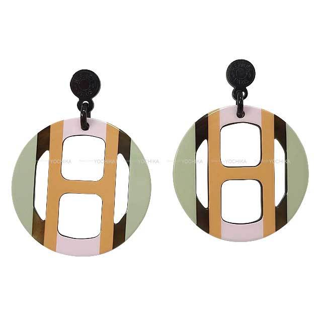 HERMES エルメス ピアス Hエキップ ソンジュ バッファローホーン  