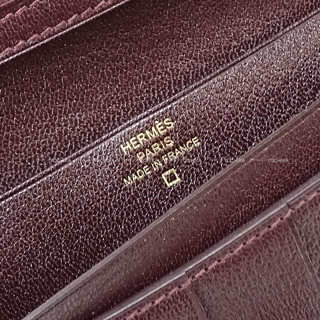 HERMES エルメス 長財布 ベアンスフレ ボルドー クロコダイル  