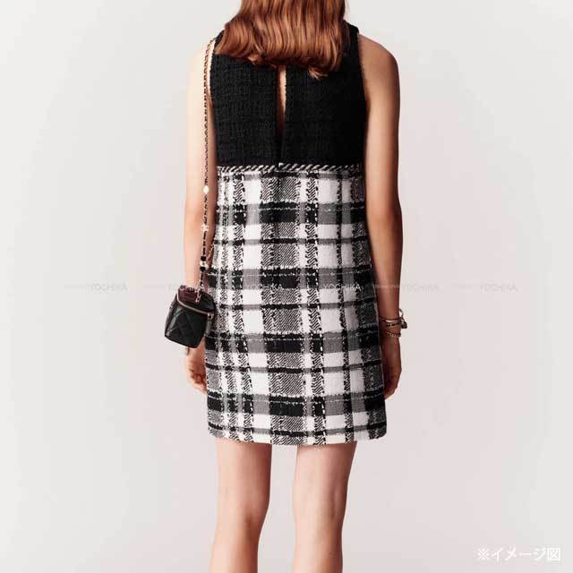 2023年 春夏 CHANEL シャネル ワンピース チェック柄 切り替え ドレス 