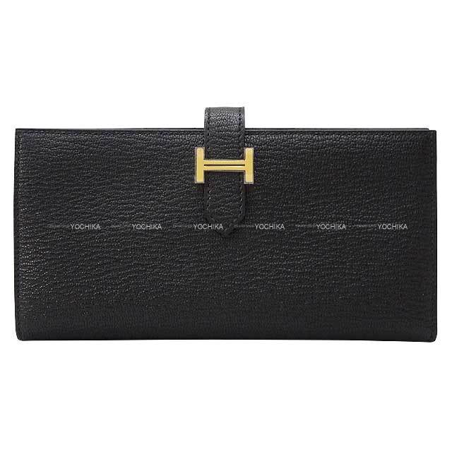 HERMES エルメス 長財布 ベアンスフレ 黒 (ブラック) シェーブル