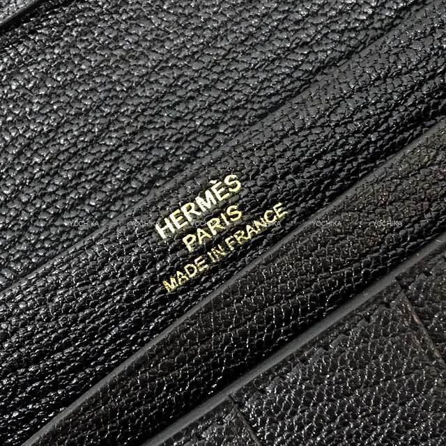 HERMES エルメス 長財布 ベアン・スフレ ブラック ゴールド金具