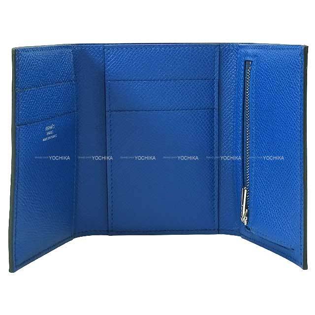 HERMES エルメス 三つ折り財布 ベアンコンビネ ヴェルソ ブルー