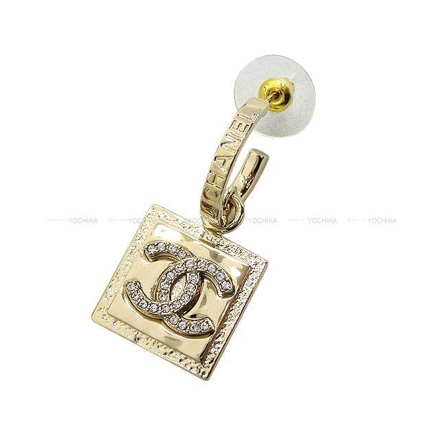 CHANEL シャネル ピアス ココマーク ラインストーン スクエア 