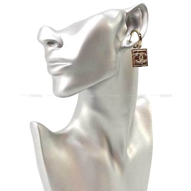 CHANEL シャネル ピアス ココマーク ラインストーン スクエア プレート  