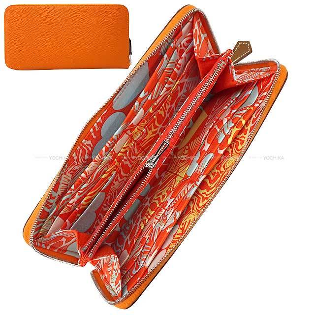 HERMES エルメス 長財布 アザップシルクイン ワイルド オレンジ  