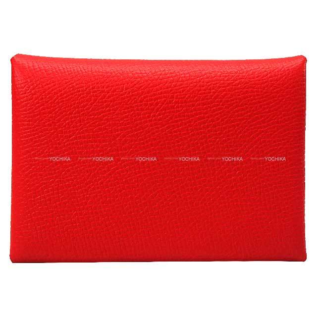 HERMES エルメス カードケース カルヴィ デュオ ルージュドゥ