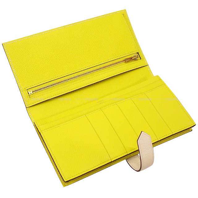HERMES エルメス 長財布 ベアンスフレ ヴェルソ ナタ/ライム エプソン  